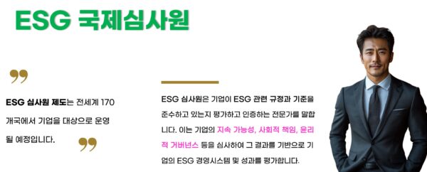 ESG 국제 심사원의 정의와 역할에 대해 설명하는 이미지